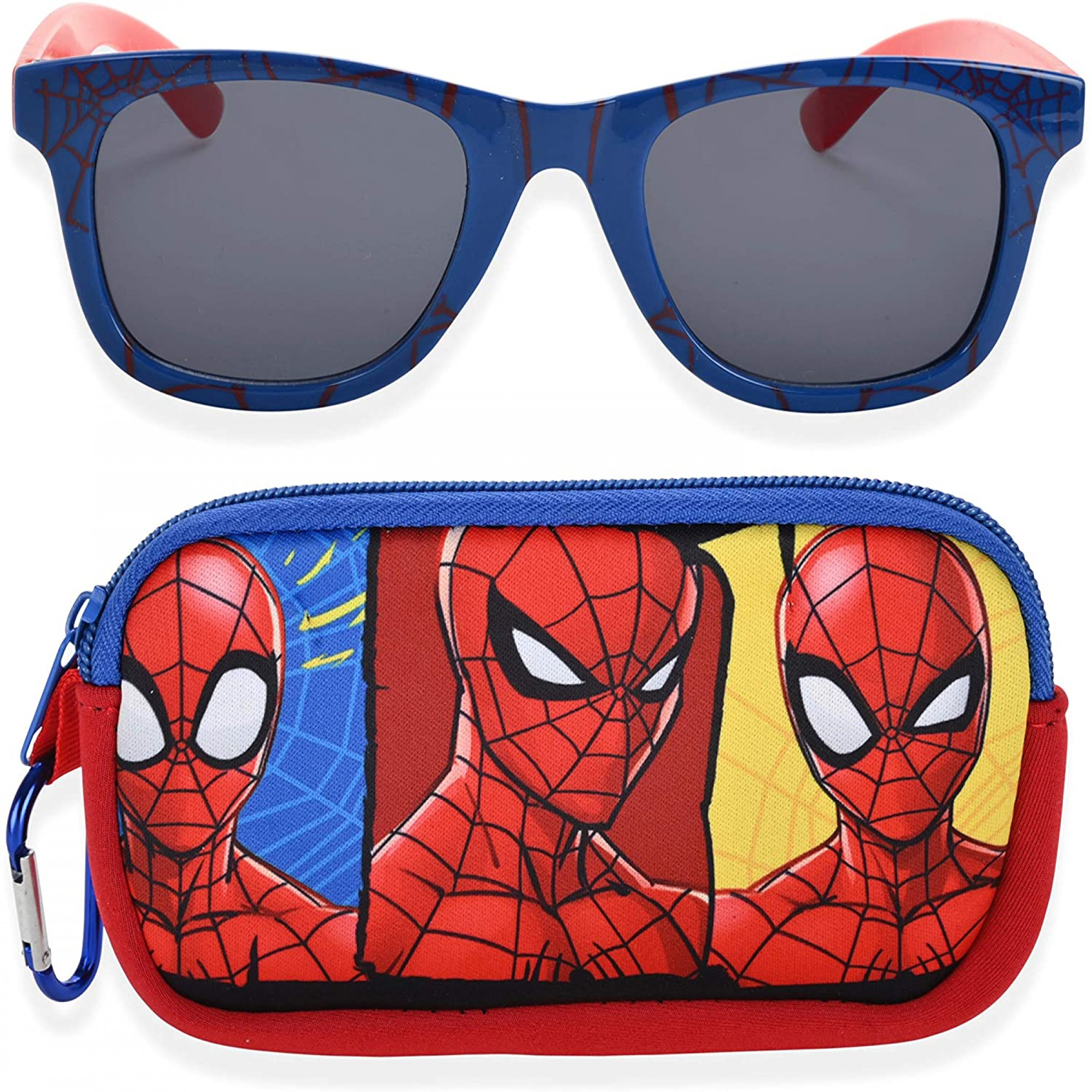 Marvel Comics Spider-Man Kids Sunglasses with Carabiner Pouch